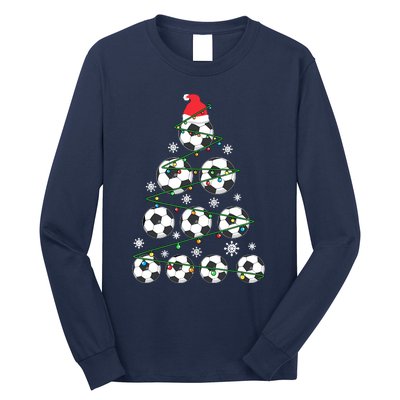 Christmas Soccer Tree Holiday Gift Sport Lover Soccer Player Long Sleeve Shirt