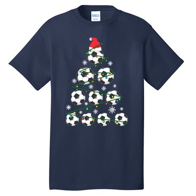 Christmas Soccer Tree Holiday Gift Sport Lover Soccer Player Tall T-Shirt