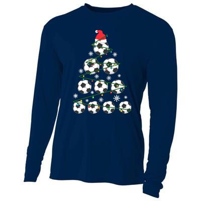 Christmas Soccer Tree Holiday Gift Sport Lover Soccer Player Cooling Performance Long Sleeve Crew