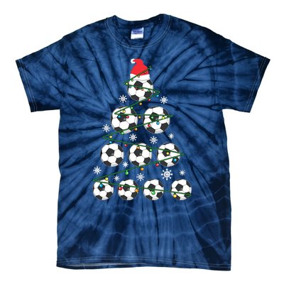 Christmas Soccer Tree Holiday Gift Sport Lover Soccer Player Tie-Dye T-Shirt