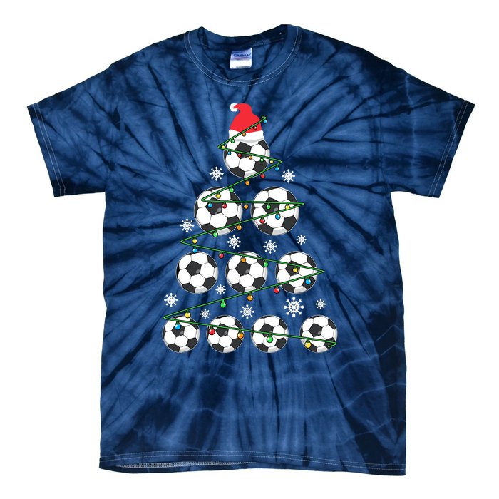 Christmas Soccer Tree Holiday Gift Sport Lover Soccer Player Tie-Dye T-Shirt