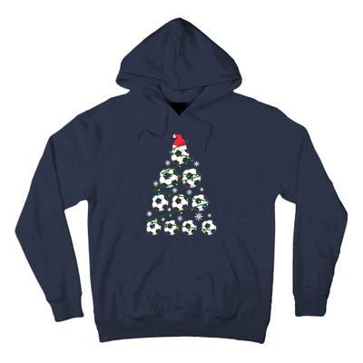 Christmas Soccer Tree Holiday Gift Sport Lover Soccer Player Tall Hoodie