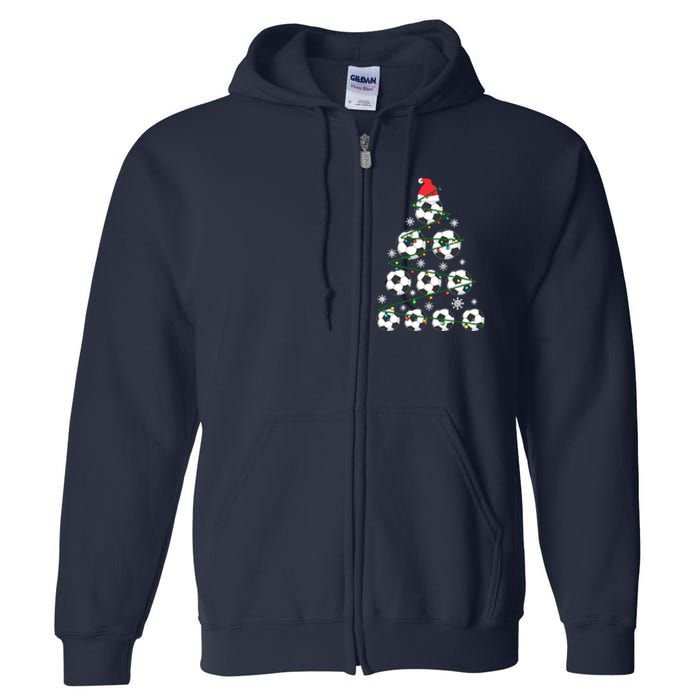 Christmas Soccer Tree Holiday Gift Sport Lover Soccer Player Full Zip Hoodie