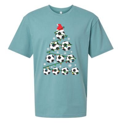 Christmas Soccer Tree Holiday Gift Sport Lover Soccer Player Sueded Cloud Jersey T-Shirt