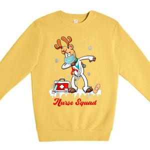 Christmas Scrub Tops Dabbing Reindeer Nurse Squad Funny Gift Premium Crewneck Sweatshirt