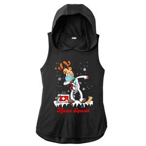 Christmas Scrub Tops Dabbing Reindeer Nurse Squad Funny Gift Ladies PosiCharge Tri-Blend Wicking Draft Hoodie Tank