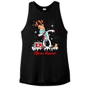 Christmas Scrub Tops Dabbing Reindeer Nurse Squad Funny Gift Ladies PosiCharge Tri-Blend Wicking Tank