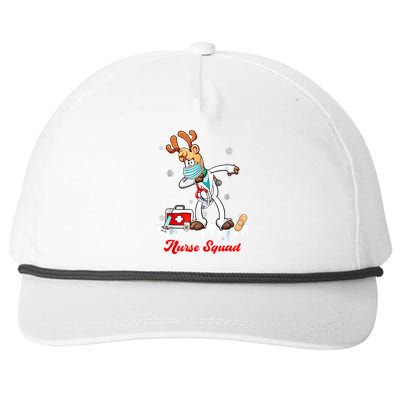 Christmas Scrub Tops Dabbing Reindeer Nurse Squad Funny Gift Snapback Five-Panel Rope Hat