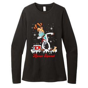 Christmas Scrub Tops Dabbing Reindeer Nurse Squad Funny Gift Womens CVC Long Sleeve Shirt