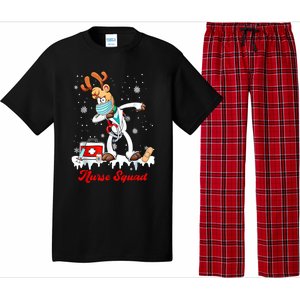 Christmas Scrub Tops Dabbing Reindeer Nurse Squad Funny Gift Pajama Set