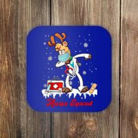 Christmas Scrub Tops Dabbing Reindeer Nurse Squad Funny Gift Coaster