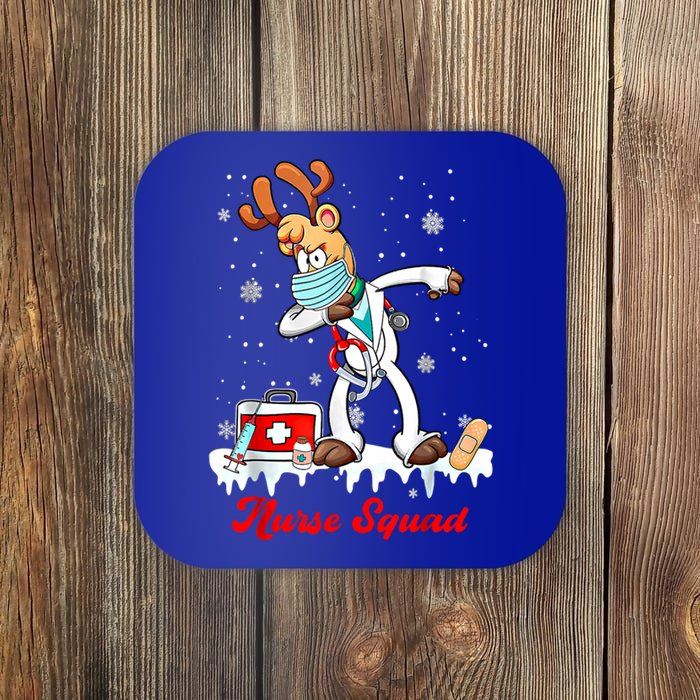 Christmas Scrub Tops Dabbing Reindeer Nurse Squad Funny Gift Coaster