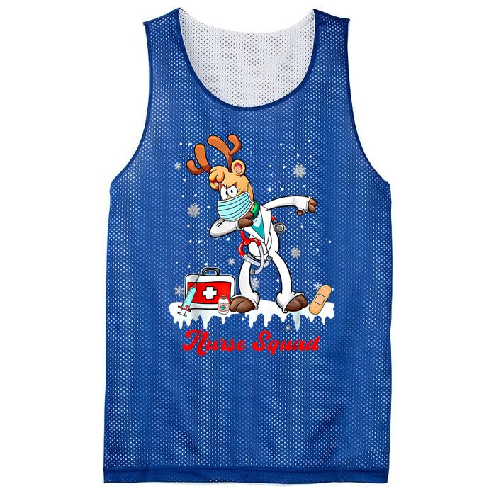 Christmas Scrub Tops Dabbing Reindeer Nurse Squad Funny Gift Mesh Reversible Basketball Jersey Tank