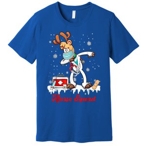 Christmas Scrub Tops Dabbing Reindeer Nurse Squad Funny Gift Premium T-Shirt