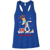 Christmas Scrub Tops Dabbing Reindeer Nurse Squad Funny Gift Women's Racerback Tank