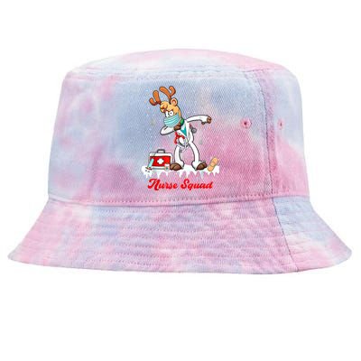 Christmas Scrub Tops Dabbing Reindeer Nurse Squad Funny Gift Tie-Dyed Bucket Hat