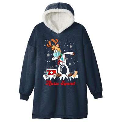 Christmas Scrub Tops Dabbing Reindeer Nurse Squad Funny Gift Hooded Wearable Blanket