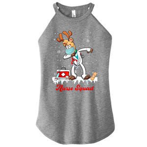 Christmas Scrub Tops Dabbing Reindeer Nurse Squad Funny Gift Women's Perfect Tri Rocker Tank