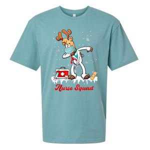 Christmas Scrub Tops Dabbing Reindeer Nurse Squad Funny Gift Sueded Cloud Jersey T-Shirt