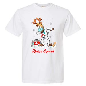 Christmas Scrub Tops Dabbing Reindeer Nurse Squad Funny Gift Garment-Dyed Heavyweight T-Shirt