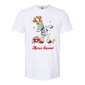 Christmas Scrub Tops Dabbing Reindeer Nurse Squad Funny Gift Softstyle CVC T-Shirt