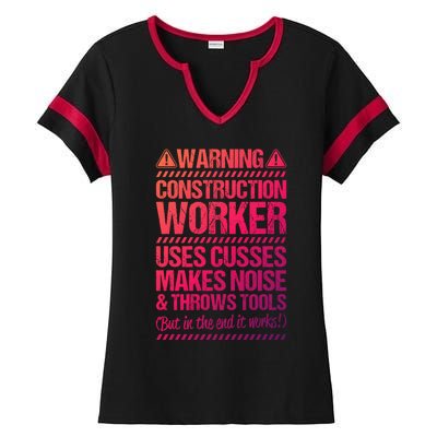 Construction Site Throws Tools Construction Worker Gift Ladies Halftime Notch Neck Tee