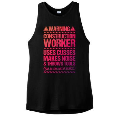 Construction Site Throws Tools Construction Worker Gift Ladies PosiCharge Tri-Blend Wicking Tank