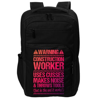Construction Site Throws Tools Construction Worker Gift Impact Tech Backpack