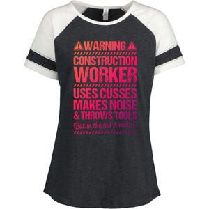 Construction Site Throws Tools Construction Worker Gift Enza Ladies Jersey Colorblock Tee