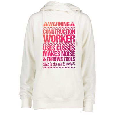 Construction Site Throws Tools Construction Worker Gift Womens Funnel Neck Pullover Hood