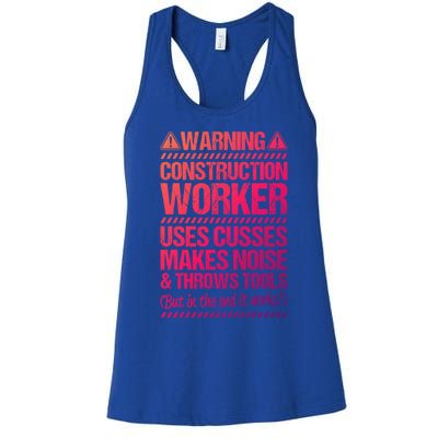 Construction Site Throws Tools Construction Worker Gift Women's Racerback Tank