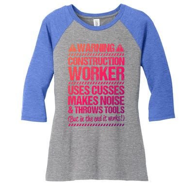 Construction Site Throws Tools Construction Worker Gift Women's Tri-Blend 3/4-Sleeve Raglan Shirt