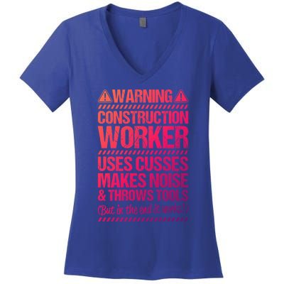 Construction Site Throws Tools Construction Worker Gift Women's V-Neck T-Shirt