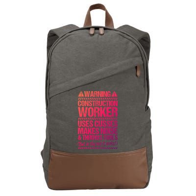 Construction Site Throws Tools Construction Worker Gift Cotton Canvas Backpack