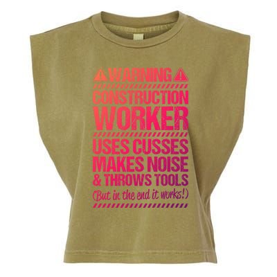 Construction Site Throws Tools Construction Worker Gift Garment-Dyed Women's Muscle Tee