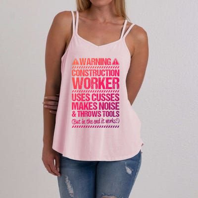 Construction Site Throws Tools Construction Worker Gift Women's Strappy Tank