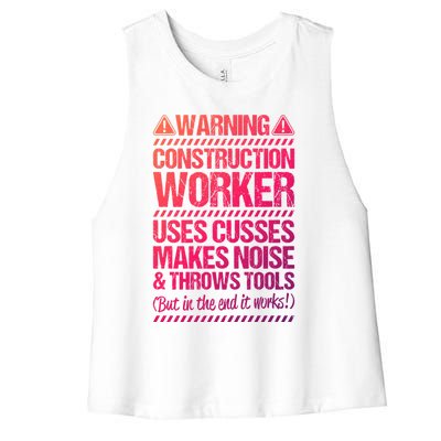 Construction Site Throws Tools Construction Worker Gift Women's Racerback Cropped Tank