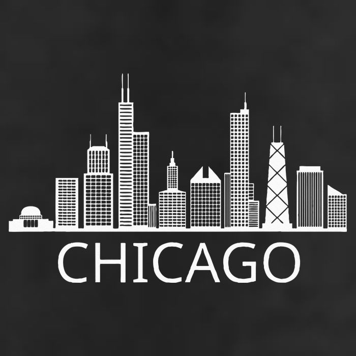 Chicago Skyline Throwback Design Classic 7 Panel Mesh Trucker Snapback Hat