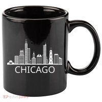 Chicago Skyline Throwback Design Classic 11oz C Handle Ceramic Mug
