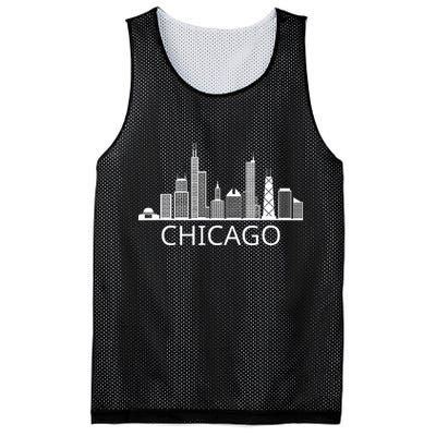 Chicago Skyline Throwback Design Classic Mesh Reversible Basketball Jersey Tank