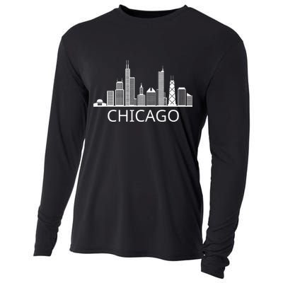 Chicago Skyline Throwback Design Classic Cooling Performance Long Sleeve Crew