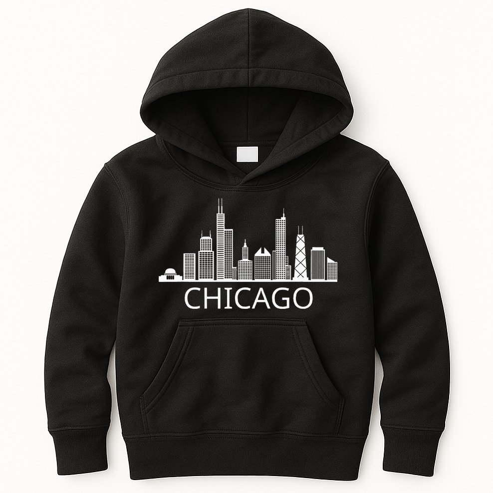 Chicago Skyline Throwback Design Classic Kids Hoodie