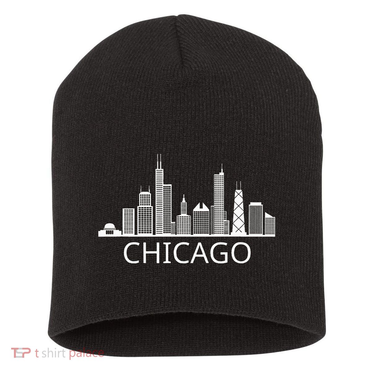 Chicago Skyline Throwback Design Classic Short Acrylic Beanie