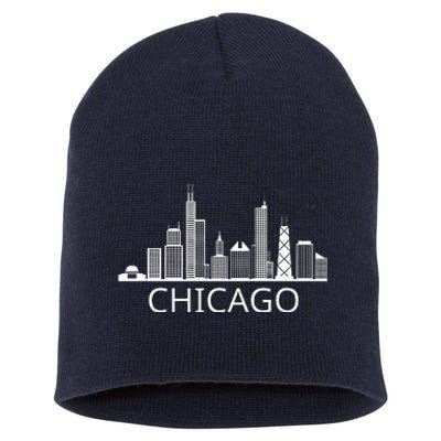 Chicago Skyline Throwback Design Classic Short Acrylic Beanie