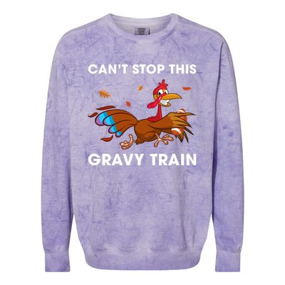 CanT Stop This Gravy Train Funny Turkey Bowl Football Gift Colorblast Crewneck Sweatshirt