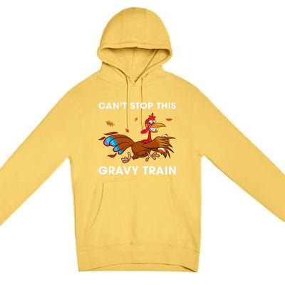 CanT Stop This Gravy Train Funny Turkey Bowl Football Gift Premium Pullover Hoodie