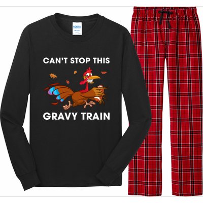 CanT Stop This Gravy Train Funny Turkey Bowl Football Gift Long Sleeve Pajama Set