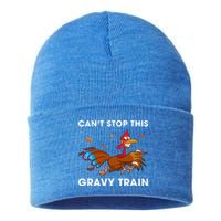 CanT Stop This Gravy Train Funny Turkey Bowl Football Gift Sustainable Knit Beanie