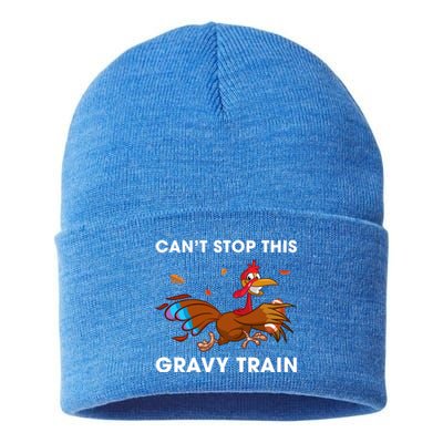 CanT Stop This Gravy Train Funny Turkey Bowl Football Gift Sustainable Knit Beanie