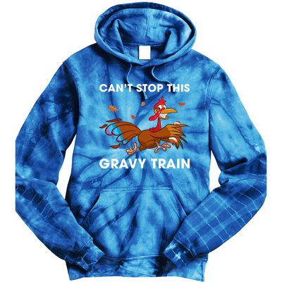 CanT Stop This Gravy Train Funny Turkey Bowl Football Gift Tie Dye Hoodie